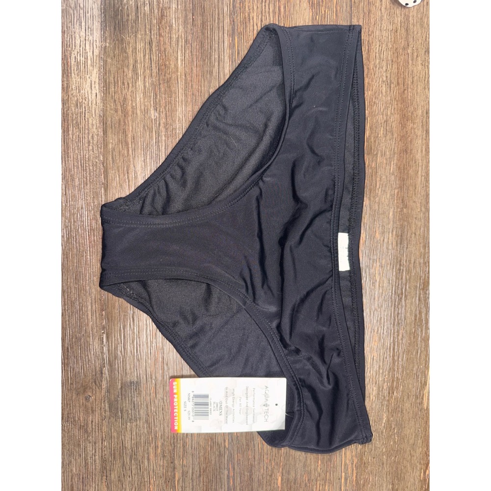 Aqua Tech Womens Classic Brief Bikini Bottom Black PerformanceSwim 200615 Size S